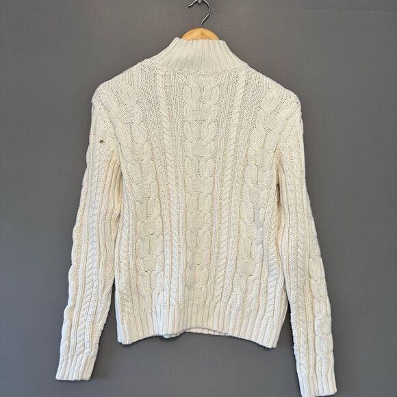 Chaps Ralph Lauren Women’s White Cable Sweater Size Large - Picture 3 of 8